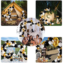Load image into Gallery viewer, 103pcs Black Gold Confetti Party Balloons, 18inch Large Black White Balloons 12inch Birthday Graduation New Years Decorations with 4 Accessories Party Supplies Garland Arch Kit for Kids and Adults