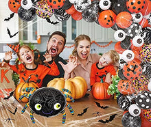 Load image into Gallery viewer, YHmall 125Pcs Halloween Balloons Arch Garland Kit Black Orange Balloons Confetti Latex Balloons with Pumpkin Ghost Bat Spiders Eyeballs for Kids Children Theme Party Decoration