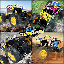 Load image into Gallery viewer, DOUBLE E RC Cars Remote Control Car,Off Road RC Crawler Unique Graffti 4WD 2 Motors 2.4Ghz Remote Control Monster Truck with 2 Batteries Climbing Toy for Boys Teens