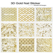 Load image into Gallery viewer, 20 Sheets 3D Gold Glitters Nail Stickers Nail Decals Nail Art Designs Self-Adhesive DIY Manicure Decoration Kit for Women Girls