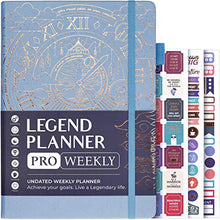 Load image into Gallery viewer, Legend Planner PRO – Deluxe Weekly & Monthly Life Planner to Increase Productivity and Hit Your Goals. Time Management Organizer Notebook – Undated – 18 x 25.5cm Hardcover + Stickers – Periwinkle