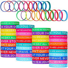 Load image into Gallery viewer, 60 Pieces Motivational Quote Rubber Wristbands Colored Inspirational Silicone Bracelets Stretch Unisex Wristbands for Women Men Teen Gifts, 20 Styles