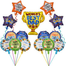 Load image into Gallery viewer, Fathers Day Balloons, 15 Pcs Happy Father's Day Decorations Balloons, Love You Dad Fathers Day Aluminum Foil Floral Balloons for Fathers Day Birthday Party Decorations (Father's Day)
