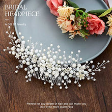 Load image into Gallery viewer, Vakkery Bride Wedding Hair Comb Slides Silver Pearl Headpiece Bridal Hair Accessories for Women and Girls