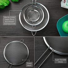 Load image into Gallery viewer, Sieve / Strainer | Pack of 3 | 7cm, 12cm & 18cm | Marine-Grade Stainless Steel | Finest Mesh | Temperature-Proof | No Sharp Edges | Anti-Corrosive | Bend-Proof