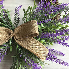 Load image into Gallery viewer, Warooma Artificial Spring Lavender Wreath with Bow,32.5cm Purple Flower Garland Farmhouse Arrangements Front Door Hanging Wall Home Wedding Decoration
