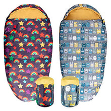 Load image into Gallery viewer, Silentnight Kids Rainbows Mummy Style Sleeping Bag - Boys Girls Children Toddler Spring Summer Holiday Sleep Bags - Machine Washable Junior Camping Essentials
