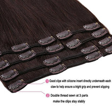 Load image into Gallery viewer, Clip in Hair Extension Human Hair 8 Pcs Full Head - 100% Real Remy Hair Straight Standard Weft (13"-80g, 2 Dark Brown)