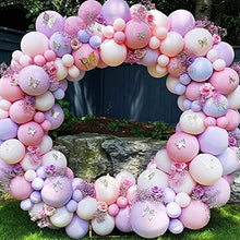 Load image into Gallery viewer, Balloon Garland Arch Kit, 170Pcs Macaron Balloon Garland Kit Including Purple, Pink, Orange Latex balloons, Balloon Garland Backdrop for Baby Shower,Birthday Party,Jungle Safari Party Decoration.