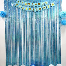 Load image into Gallery viewer, Blue Tinsel Curtain Party Backdrop - GREATRIL Foil Lametta Curtain Party Decor Photo Backdrop for Birthday/Baby Shower/Mermaid/Under The Sea/Ocean/Frozen Party Decorations - 1m x 2.5m - Pack of 2