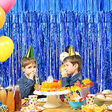 Load image into Gallery viewer, 6.5Ft Foil Fringe Curtains, Metallic Tinsel Streamers Backdrop for Party Prom Birthday Favors Decoration, 1 x 2m/ 3.3 x 6.6 feet (Blue)