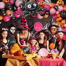 Load image into Gallery viewer, onehous Halloween Balloon, Halloween Balloon Arch Garland Kit,Halloween Decorations,with Bat Foil Balloon, Pink Orange and Black Balloons, Halloween Bat Decoration Kit for Indoor Outdoor Home