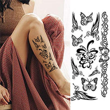 Load image into Gallery viewer, Black Butterfly Temporary Tattoos for Women Sexy 7 Pcs by Yesallwas,Waterproof long lasting Fake Tattoos Stickers for Arms Shoulders sexy body tattoos