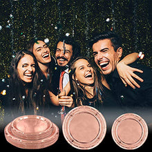Load image into Gallery viewer, 24 Guests Rose Gold Party Supplies Party Plates Paper Cups Napkins Straws Table Cloth for Birthday Wedding Engagement Hen Party Decorations Rose Gold Party Tableware