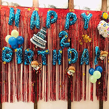 Load image into Gallery viewer, 2pcs 3.2ft x 6.5ft Red Foil Curtain Decoration,Tinsel Foil Fringe Curtains Streamer Backdrop for Birthday Graduation Wedding Engagement Bridal Shower Bachelorette Holiday Christmas,New Year Decoration