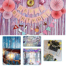 Load image into Gallery viewer, Hisredsun 4 pack Metallic Tinsel Curtains 3.2x8.2ft Sparkle Foil Fringe Curtains for Photo Backdrop Door Wall Hanging Party Christmas Decoration (light blue)