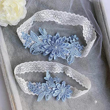 Load image into Gallery viewer, CITUYER Garters for Brides Wedding Garter Elasticated Soft Lace Garter Bridal Wedding Accessories Bride to be Gifts(Sky Blue)