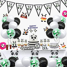 Load image into Gallery viewer, Panda birthday party decoration supplies,96 pcs of panda theme kit included panda cake topper,panda balloon,table cloth,Napkin for panda theme birthday,kids party decortion,baby shower,game day
