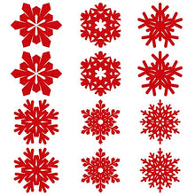 Load image into Gallery viewer, ADXCO 12 Pieces Christmas Coasters Red Christmas Cup Mats Snowflake Designs 6 Patterns Wine Tea Coffee Drinks Mats for Christmas Dinner Xmas Party Decoration