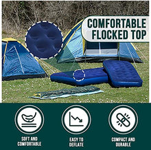 Load image into Gallery viewer, GREEN HAVEN Single Blow up Camping bed + AC Electric Air pump | Waterproof Single Airbed Inflatable Mattress | Camping Electric Pump for Inflatables with 3 Nozzles | Quick Inflatable Camping Mattress