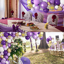 Load image into Gallery viewer, i-QiQi Purple Balloon Garland Kit, Latex Gold Confetti Balloons Metallic Gold Balloons White for Engagement Wedding Birthday Party Baby Shower.