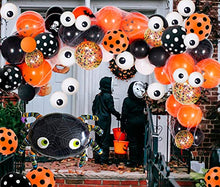 Load image into Gallery viewer, Halloween Balloon Arch - Halloween Balloon Garland Black Orange Confetti Latex Halloween Balloons with Spider Balloon for Kids Halloween Party Decorations Kit 121 Pack
