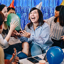 Load image into Gallery viewer, 6.5Ft Foil Fringe Curtains, Metallic Tinsel Streamers Backdrop for Party Prom Birthday Favors Decoration, 1 x 2m/ 3.3 x 6.6 feet (Blue)