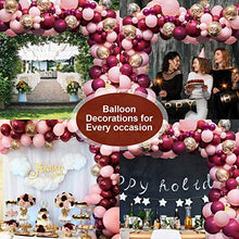 Load image into Gallery viewer, onehous Balloon Garland Kit, 119 pcs Burgundy Pink Metallic Latex Balloons Arch Kit with 16ft Tape Strip & Dot for Birthday Wedding Party Decorations