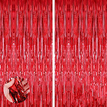 Load image into Gallery viewer, 2pcs 3.2ft x 6.5ft Red Foil Curtain Decoration,Tinsel Foil Fringe Curtains Streamer Backdrop for Birthday Graduation Wedding Engagement Bridal Shower Bachelorette Holiday Christmas,New Year Decoration