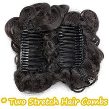 Load image into Gallery viewer, Silk-co Short Messy Hair Bun Scrunchy Scrunchie Updo Clip in Dark Brown Hairpieces Chignon Curly Wavy Combs Hair Extensions