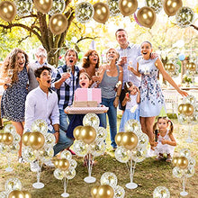 Load image into Gallery viewer, 4 Set Table Balloon Stand Kit, Table Decorations Balloons Tree Table Balloon Stick Holder 32 Pieces Gold Balloons and Balloon Tie Tool for Graduation Wedding Birthday Party Decorations