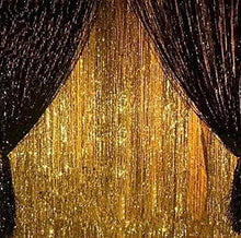Load image into Gallery viewer, AILEXI 3 Pack Metallic Tinsel Curtains Foil Fringe Shimmer Streamers Curtain Door Window Decoration for Birthday Wedding Party Supplies 3ft*8ft - Black