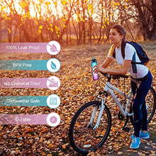 Load image into Gallery viewer, NAVTUE 1L Water Bottle with Straw, Sports Drinks Bottle with Time Markings, Leak Proof, Tritan BPA free, Dishwasher Safe, for School/Cycling/Running (BluePurple)