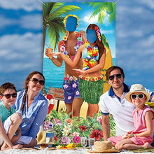 Load image into Gallery viewer, Hawaiian Aloha Party Decorations Luau Couple Photo Prop, Giant Fabric Hawaiian Luau Photo Booth Background, Funny Luau Couple Photo Door Banner for Luau Party or Beach Party Supplies Favors, 6 x 3 ft
