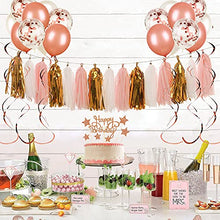 Load image into Gallery viewer, Rose Gold and Pink Birthday Party Decorations Set with Happy Birthday Banner,DIY Cake Topper,Circle Dots Garland,Hanging Swirls,Tissue Paper Pompoms,Paper Tassels Garland,Confetti Balloons