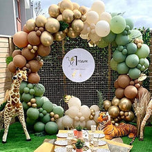 Load image into Gallery viewer, Jungle Safari Balloon Arch Kit, Safari Party Decorations Sage Green Balloon Garland Kit Green Balloons Coffee and Gold Balloons for Wild One 1st Birthday Decorations, Baby Shower Decorations