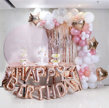 Load image into Gallery viewer, Balloon Arch Kit Rose Gold Birthday Party Decorations Garland Happy Birthday Banner White Transparent Confetti Balloons Pump Heart Foil Table Cloth Glue Dots (Rose Gold)