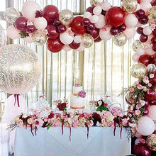Load image into Gallery viewer, Balloon Garland Arch Kit,WINAROI 100 Pcs Burgundy Pink Metallic Latex Balloons Arch Kit with 16ft Tape Strip & Dot for Baby Shower Decorations, Wedding Birthday