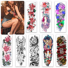 Load image into Gallery viewer, Aresvns Temporary Tattoo for Women Teen Girls and kids ,8 Sheets Full Arm Leg Temporary Tattoo Flowers,Waterproof and Long-Lasting Realistic Fake Tattoos