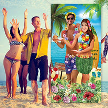 Load image into Gallery viewer, Hawaiian Aloha Party Decorations Luau Couple Photo Prop, Giant Fabric Hawaiian Luau Photo Booth Background, Funny Luau Couple Photo Door Banner for Luau Party or Beach Party Supplies Favors, 6 x 3 ft