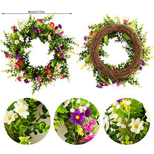 Load image into Gallery viewer, Yeenee Door Wreath, Artificial Flowers Wreath, Spring Summer All Seasons Floral Wreath, for Front Door Living Room Window Wall Garden Wedding Festival Decor(45cm)
