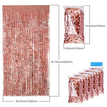 Load image into Gallery viewer, Hejo 5 Pack Rose Gold Foil Curtain, 3.3ft x 6.6ft Metallic Tinsel Curtains, Glitter Curtain Backdrop for Wedding, Party, Birthday, Christmas, Halloween, Bachelorette, New Year Decor