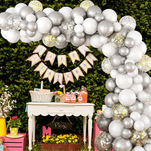 Load image into Gallery viewer, Paready Balloon Arch Garland Kit, White Gold Silver Birthday Party Decoration, White Silver Latex Balloons and Gold Silver Confetti Balloons Set for Birthday Wedding Christmas New Year Baby Shower
