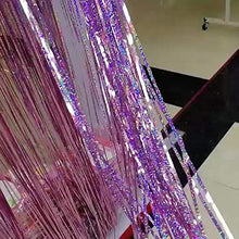 Load image into Gallery viewer, AILEXI 2 Pack Metallic Tinsel Curtains Foil Fringe Shimmer Streamers Curtain Door Window Decoration forParty Supplies 3ft*9ft - Laser Pink