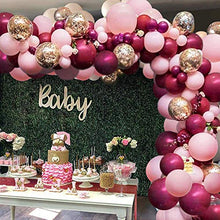 Load image into Gallery viewer, GuassLee 119Pcs Burgundy Pink Balloon Arch Garland Kit - Burgundy Pink Gold Confetti Latex Balloons with Balloon Accessories for Baby Shower Wedding Birthday Girl Party Decorations