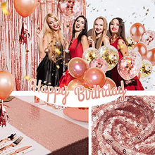 Load image into Gallery viewer, Rose Gold Party Decorations, Bachelorette Party, Balloons for Birthday Party Wedding ( Kit with Balloons, Tassel Garland, Foil Fringe Curtains, Gold Table Runner, Birthday Banner, Ribbons)