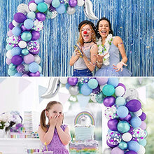 Load image into Gallery viewer, 144Pcs Mermaid Tail Balloons Arch Garland Kit, Green Purple Metallic Confetti Pink Blue Latex Balloons for Mermaid Theme Birthday Party Supplies Under the Sea Party Decorations with 4Pcs Balloon Tools