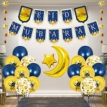 Load image into Gallery viewer, Eid Mubarak Ramadan Decorations, Eid Mubarak Banner Hanging Swirl Latex Balloon, Foil Balloons and Confetti Balloons for Ramadan Kareem Party Decorations Eid Ramadan Mubarak Supplies for Home Garden