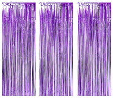 Load image into Gallery viewer, AILEXI 3 Pack Metallic Tinsel Curtains Foil Fringe Shimmer Streamers Curtain Door Window Decoration for Birthday Wedding Party Supplies 3ft*8ft - Purple