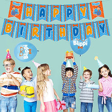 Load image into Gallery viewer, Blippi Birthday Party Supplies, 32Pcs Party Supplies Birthday Decorations, Party Pack for Kids, with Happy Birthday Banner, Cake Toppers, Balloon